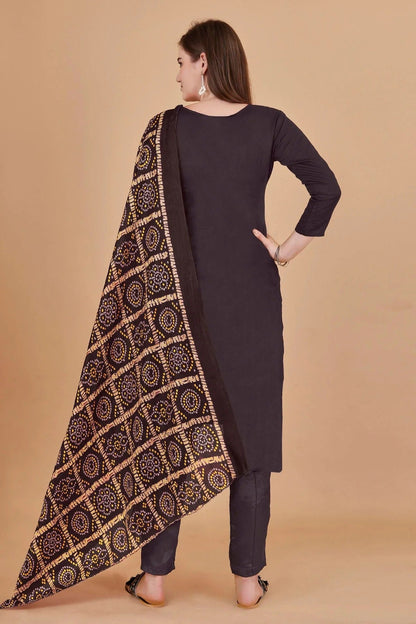 Brown Colour Unstitched Banarasi Jacquard Fabric Straight Suit US1160988 A