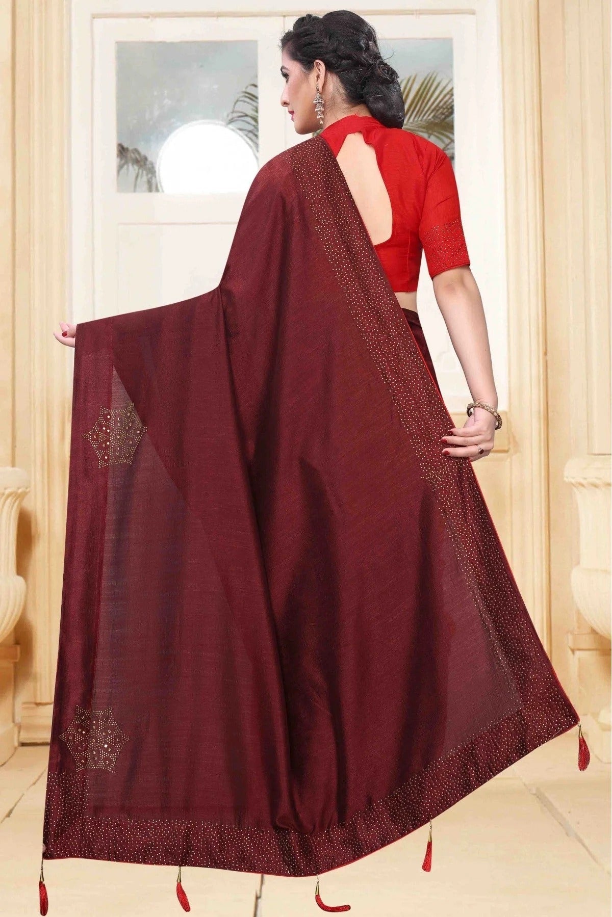 Brown Colour Vichitra Silk Designer Saree SD1120617 A