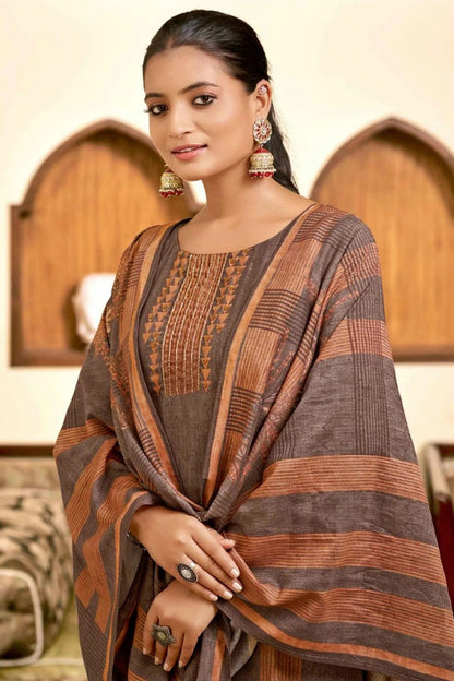 Brown Colour Viscose Silk Stitched Suit SS1112271 A