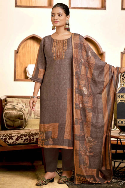 Brown Colour Viscose Silk Stitched Suit SS1112271