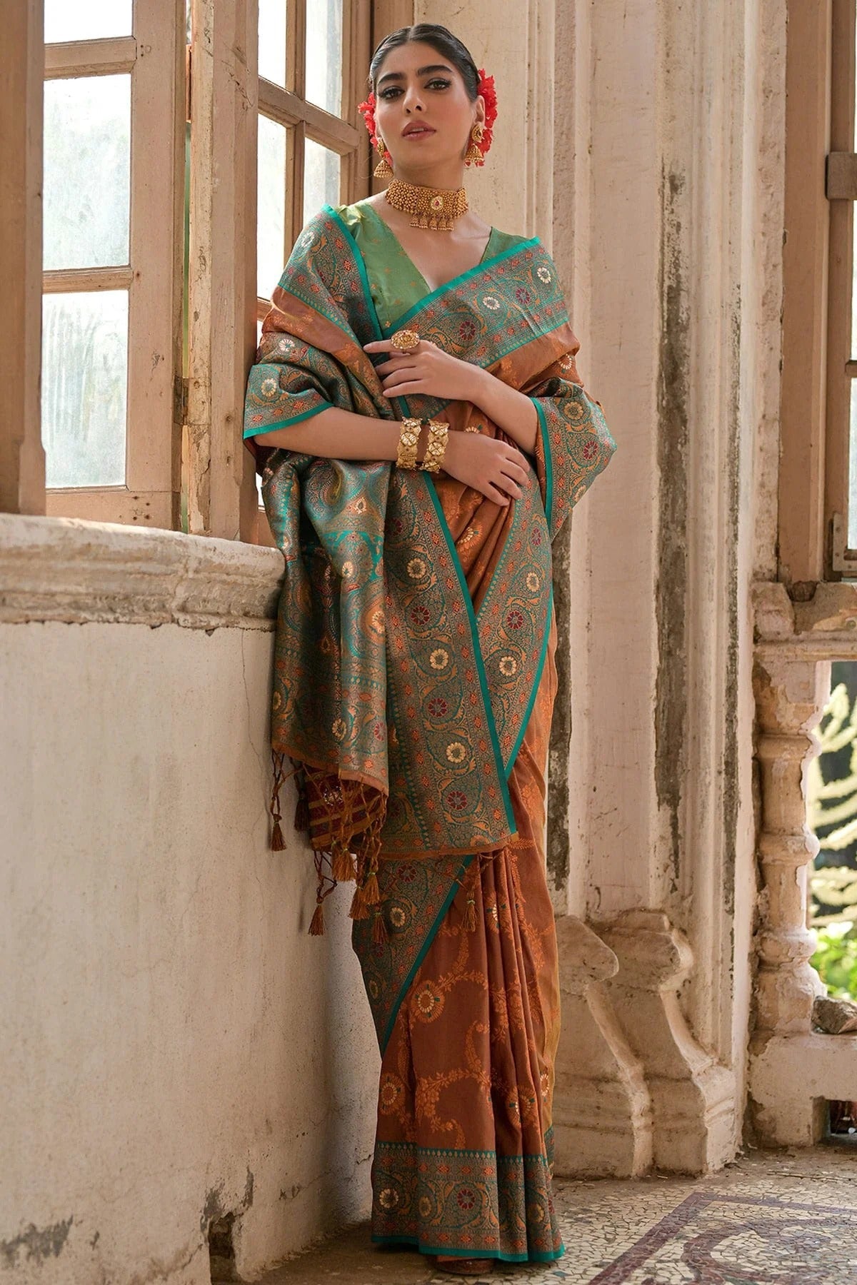 Brown Colour Woven Work Banarasi Silk Saree SD1260001 A