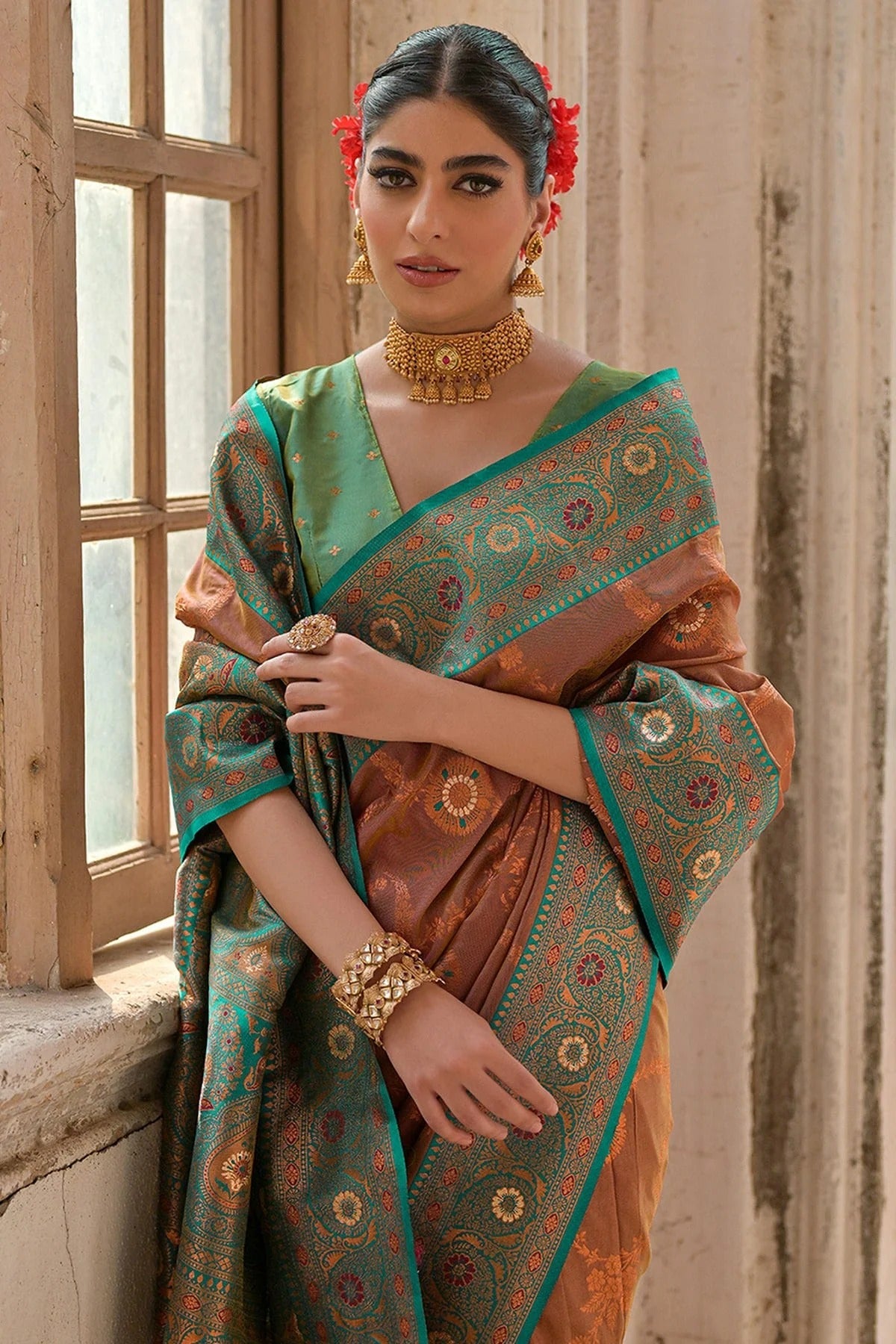 Brown Colour Woven Work Banarasi Silk Saree SD1260001 B