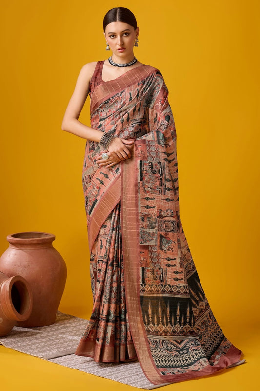 Brown Colour Woven Work Cotton Saree SD1102092