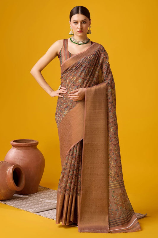 Brown Colour Woven Work Cotton Saree SD1102113