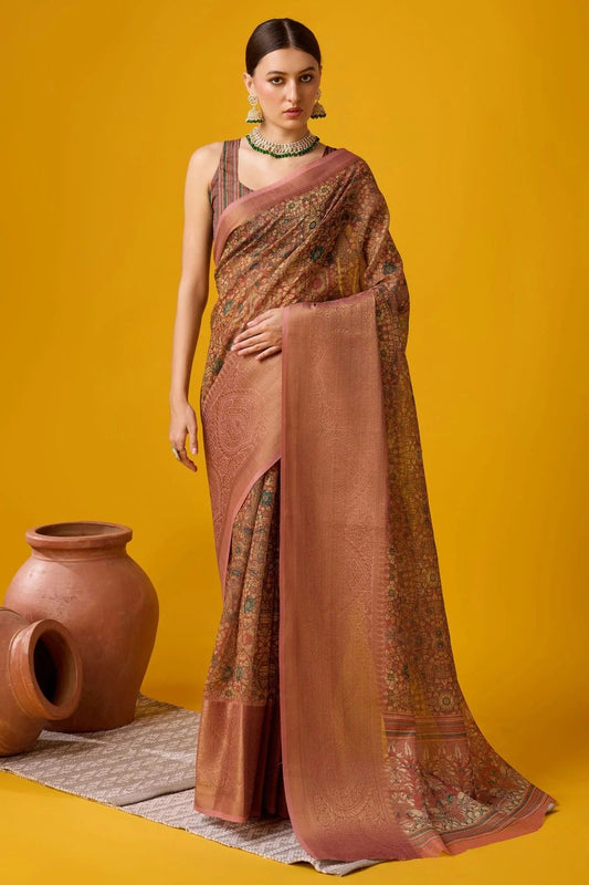 Brown Colour Woven Work Cotton Saree SD1102116