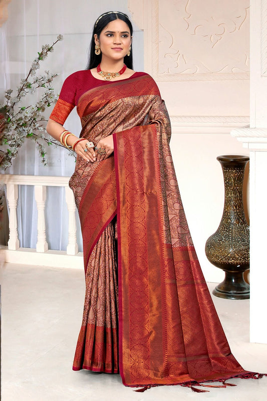 Brown Colour Woven Work Silk Saree SD1102275