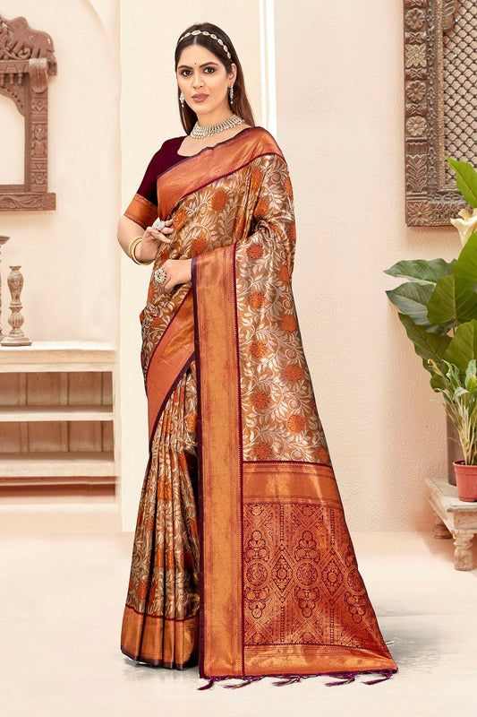 Brown Colour Woven Work Silk Saree SD1102294