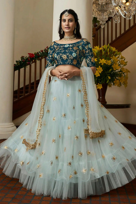 Butterfly Net Designer Lehenga Choli In Sky Blue Colour LC1270044 A