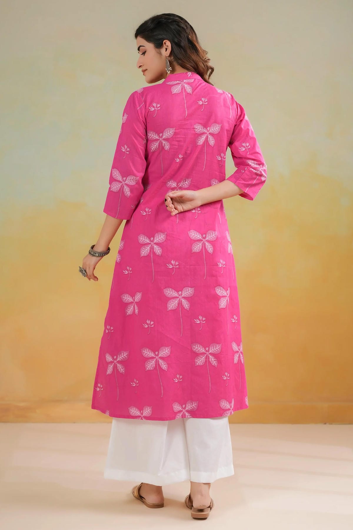 Cambric Cotton Digtial Printed Stitched Kurti In Pink Colour