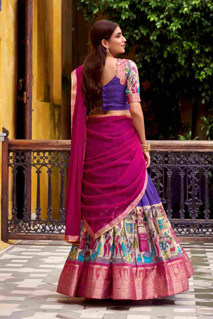 Chanderi Silk Zari Woven Work Lehenga Choli In Purple Colour