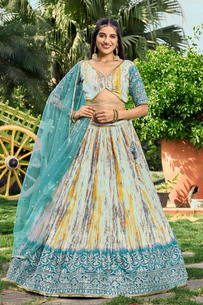 Chinon Embroidery A Line Lehenga Choli LC1010243