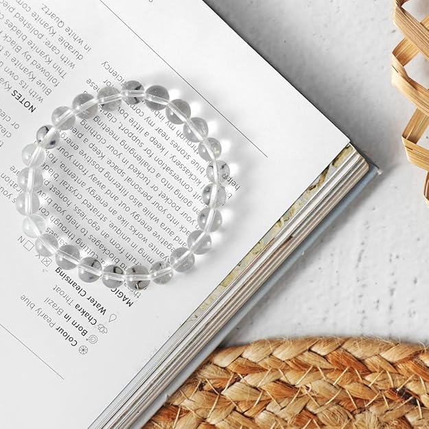 Clear Quartz 8mm Round Beads Bracelet – Natural Energy Amplifier & Healing Crystal Bracelet
