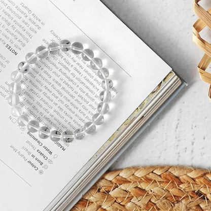 Clear Quartz 8mm Round Beads Bracelet – Natural Energy Amplifier & Healing Crystal Bracelet
