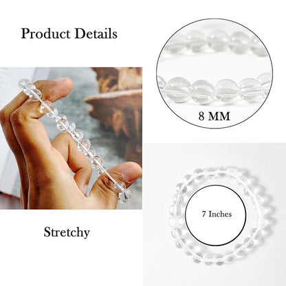 Clear Quartz 8mm Round Beads Bracelet – Natural Energy Amplifier & Healing Crystal Bracelet
