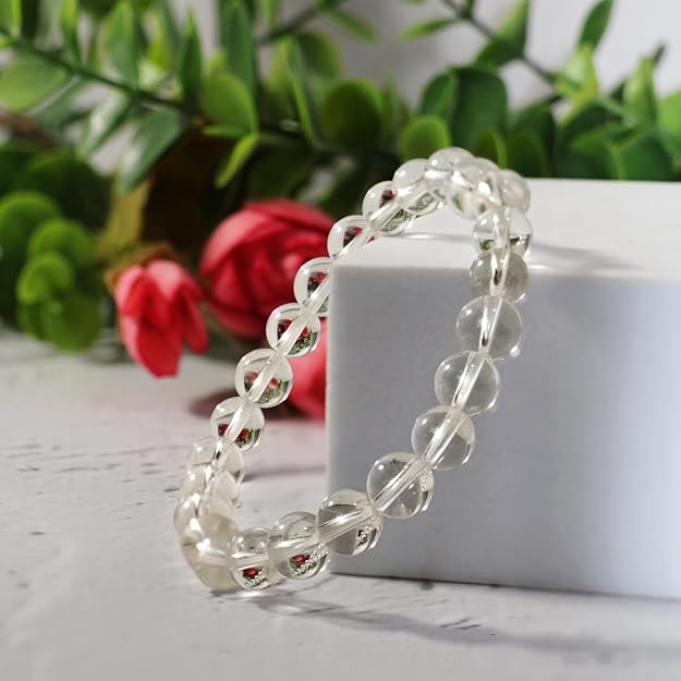 Clear Quartz 8mm Round Beads Bracelet – Natural Energy Amplifier & Healing Crystal Bracelet