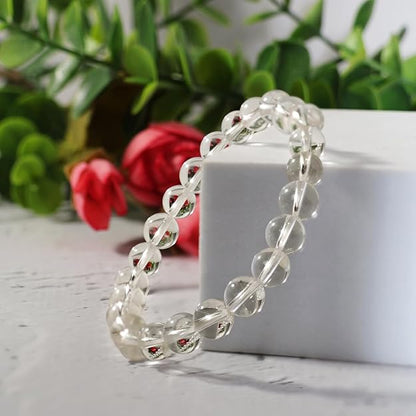 Clear Quartz 8mm Round Beads Bracelet – Natural Energy Amplifier & Healing Crystal Bracelet
