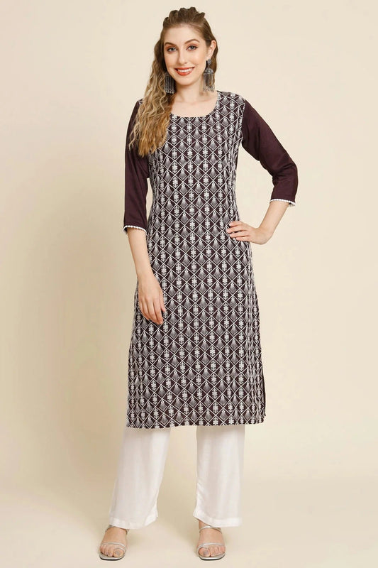 Coffee Colour Georgette Kurti KR1111015