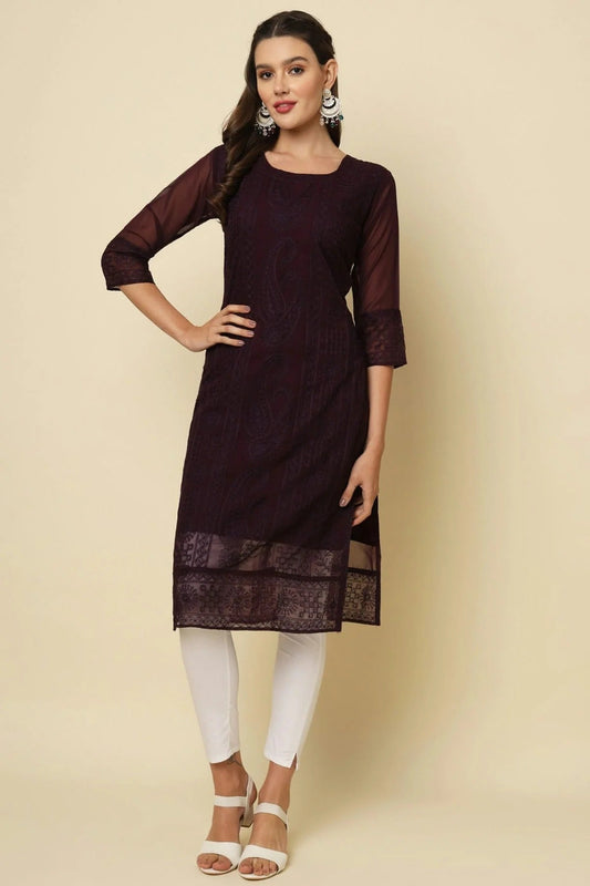 Coffee Colour Georgette Kurti KR1111201