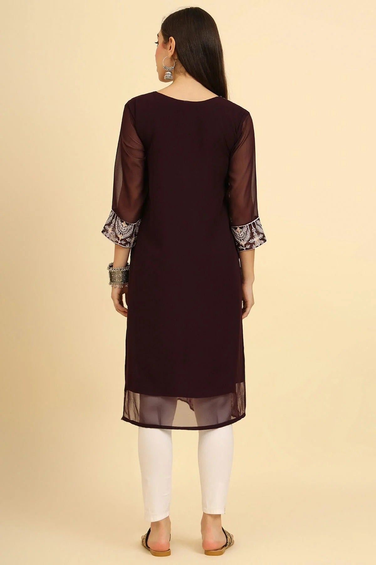 Coffee Colour Georgette Kurti KR1111226 A