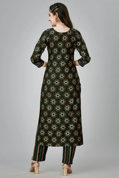 Coffee Colour Rayon Kurta And Pant Set KR1111321 A