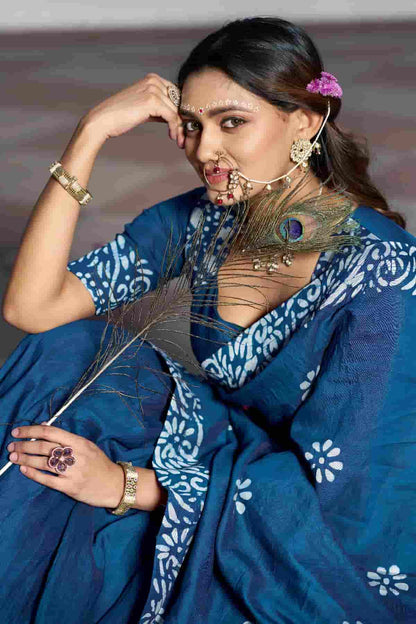 Cotton Chenderi Zari Woven Work Lehenga Choli In Teal Blue Colour