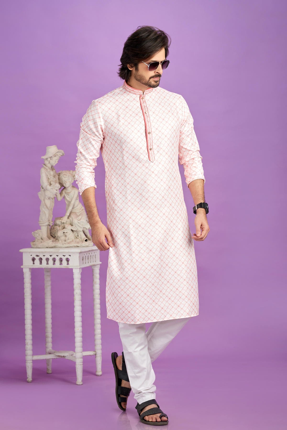 Cotton Digital Print Kurta Pajama In Baby Pink Colour KP1230474 1