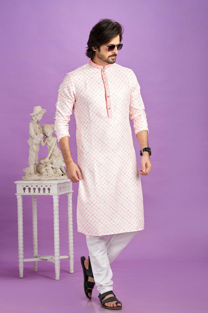 Cotton Digital Print Kurta Pajama In Baby Pink Colour KP1230474 1