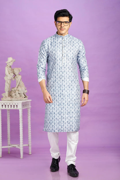 Cotton Digital Print Kurta Pajama In Blue Colour KP1230483 1
