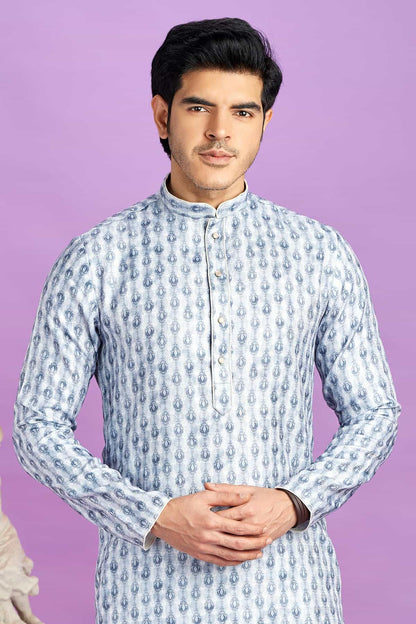 Cotton Digital Print Kurta Pajama In Blue Colour KP1230483 2
