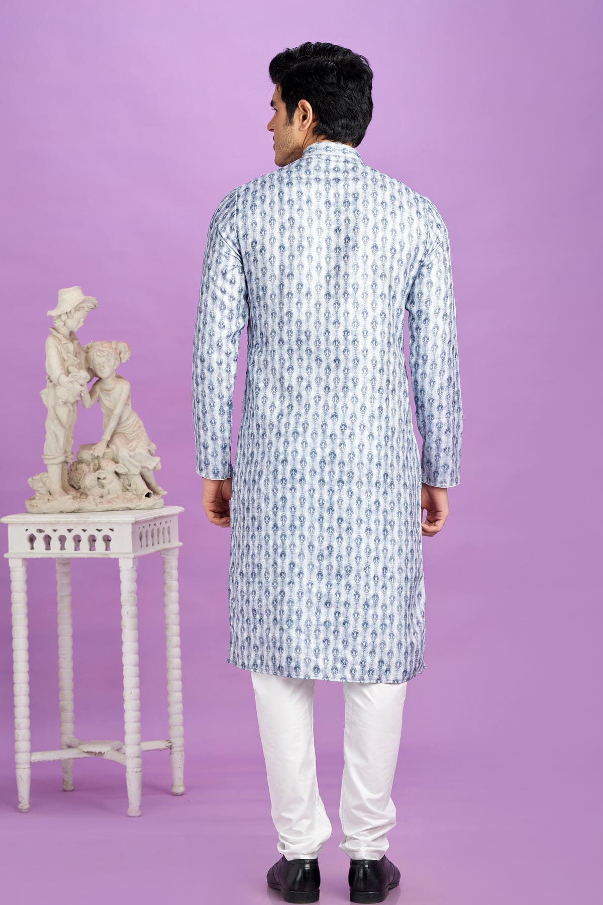 Cotton Digital Print Kurta Pajama In Blue Colour KP1230483 3