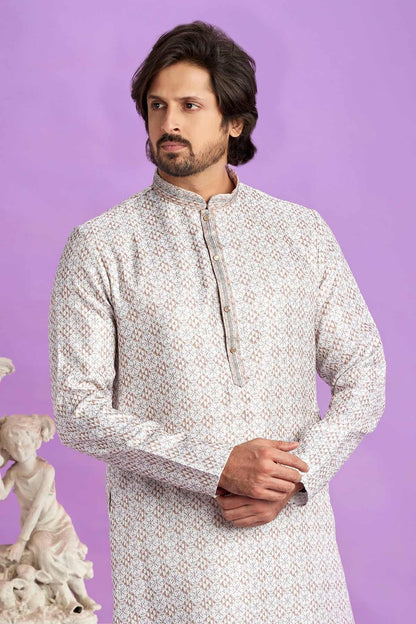 Cotton Digital Print Kurta Pajama In Brown Colour KP1230476 2