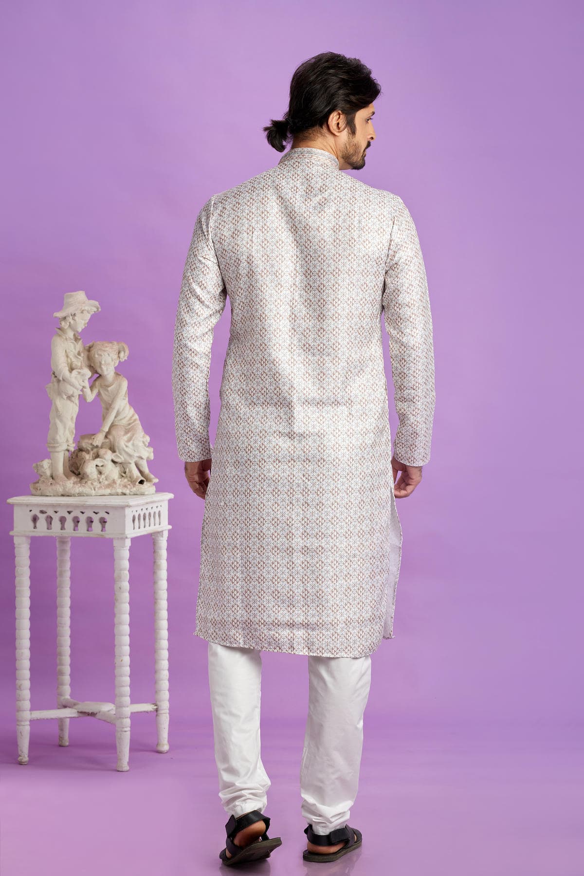 Cotton Digital Print Kurta Pajama In Brown Colour KP1230476 3