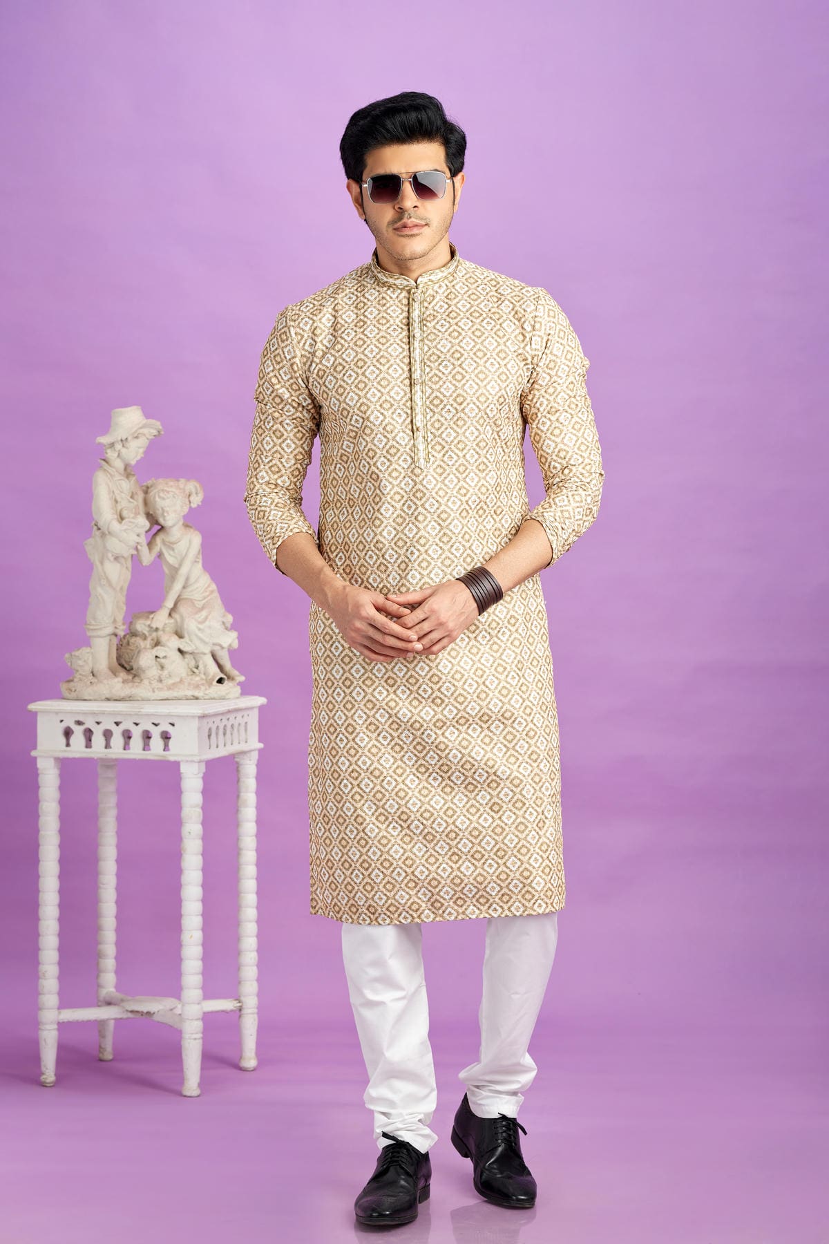 Cotton Digital Print Kurta Pajama In Brown Colour KP1230480 1