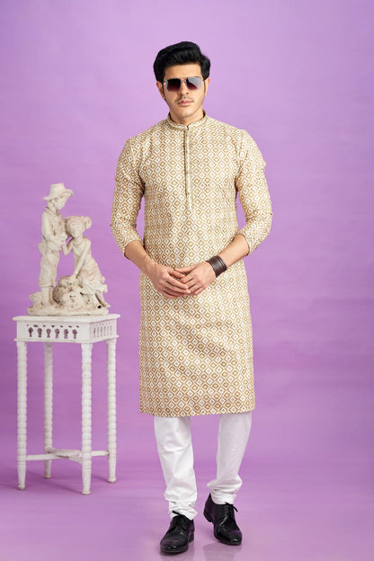 Cotton Digital Print Kurta Pajama In Brown Colour KP1230480 1