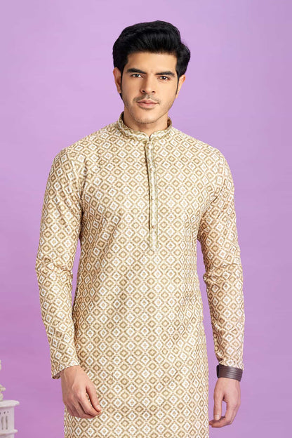 Cotton Digital Print Kurta Pajama In Brown Colour KP1230480 2