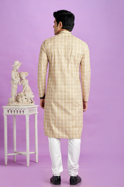 Cotton Digital Print Kurta Pajama In Brown Colour KP1230480 3