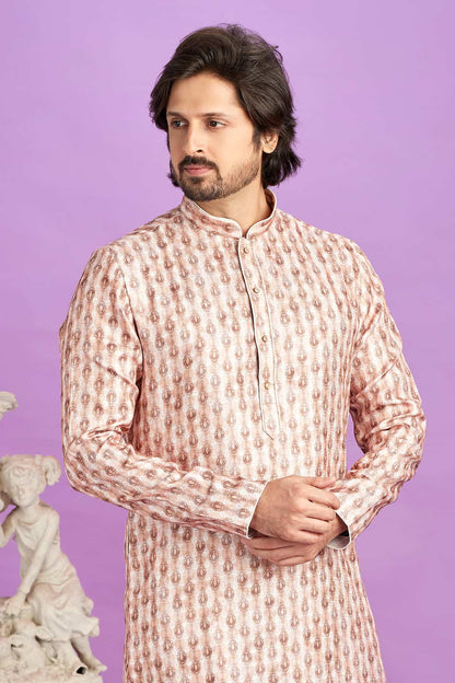 Cotton Digital Print Kurta Pajama In Brown Colour KP1230484 2