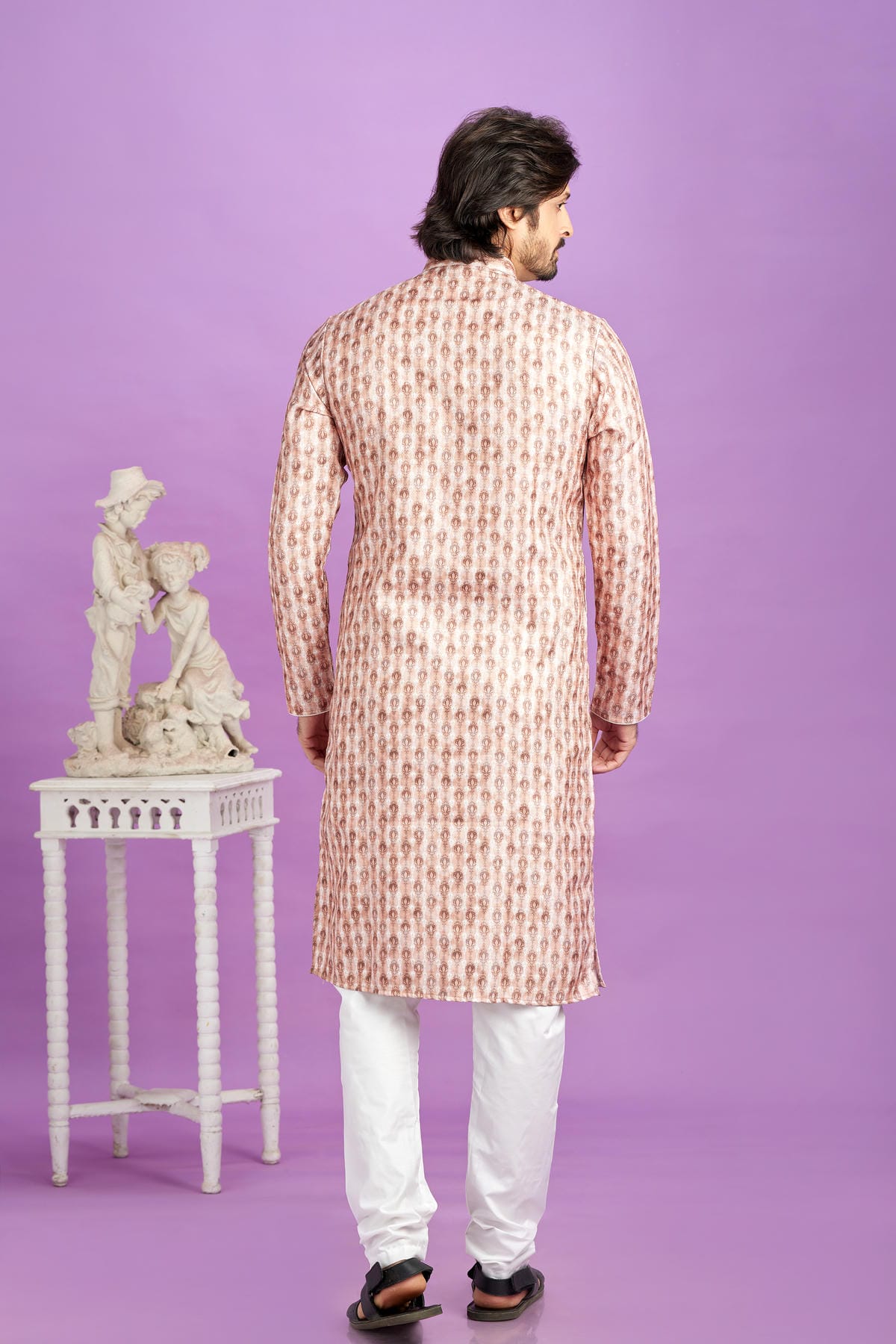 Cotton Digital Print Kurta Pajama In Brown Colour KP1230484 3