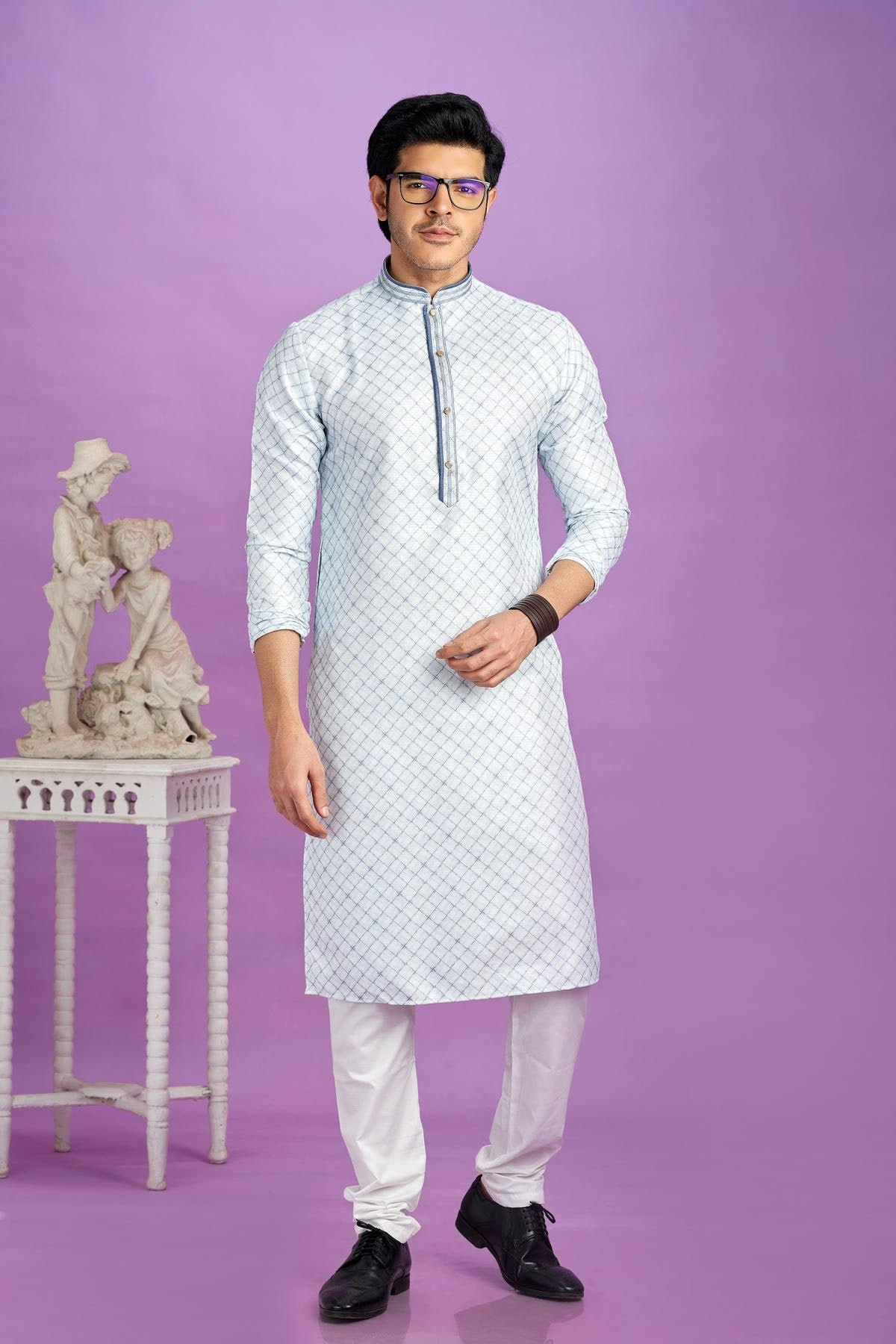 Cotton Digital Print Kurta Pajama In Light Blue Colour KP1230473 1