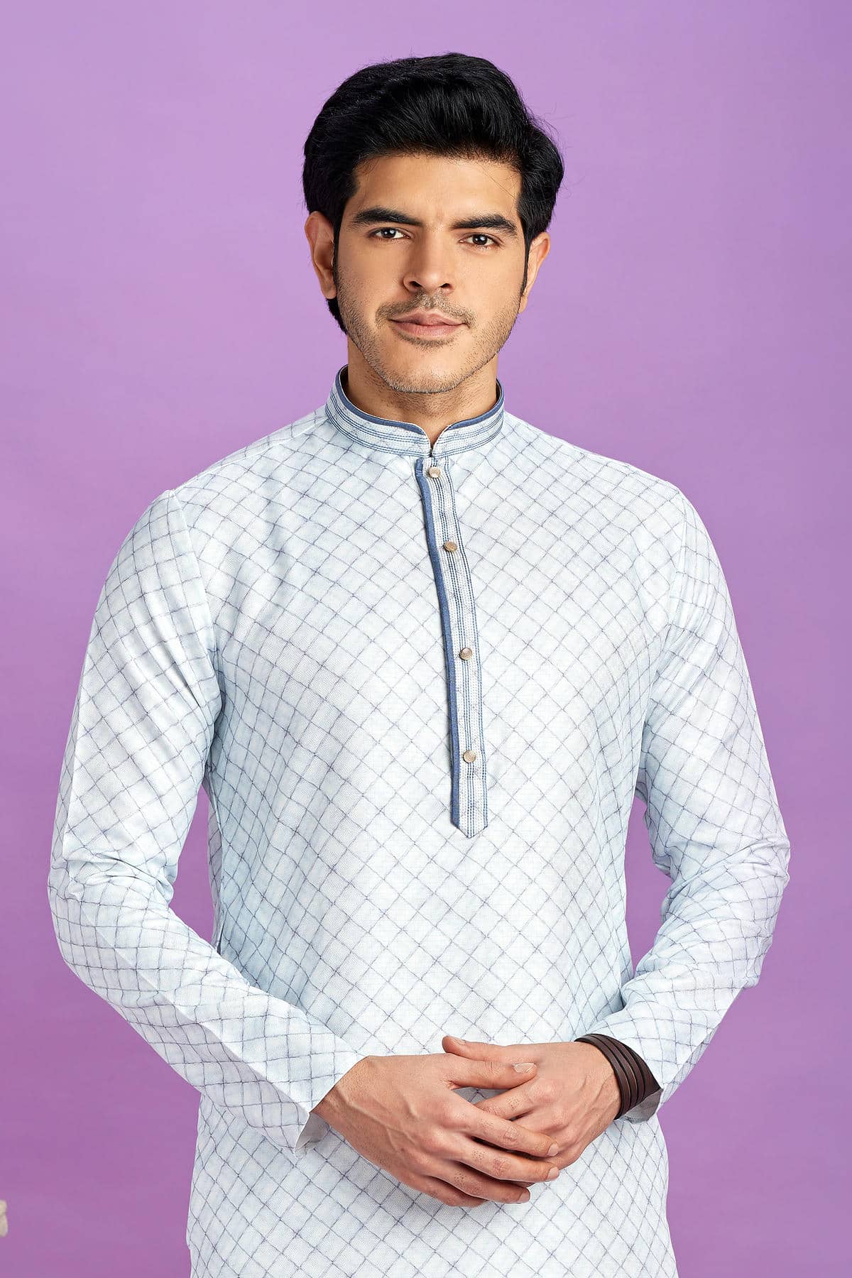 Cotton Digital Print Kurta Pajama In Light Blue Colour KP1230473 2