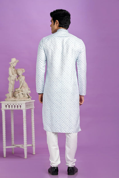 Cotton Digital Print Kurta Pajama In Light Blue Colour KP1230473 3