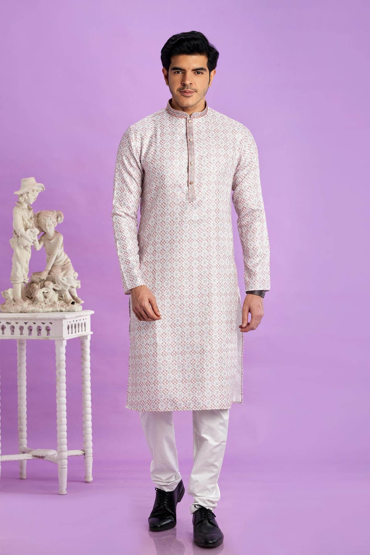 Cotton Digital Print Kurta Pajama In Onion Pink Colour KP1230478