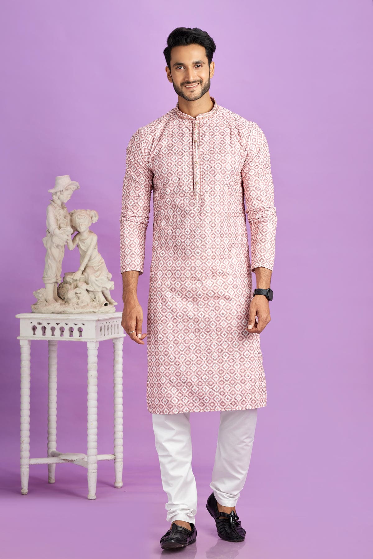Cotton Digital Print Kurta Pajama In Pink Colour KP1230481 1