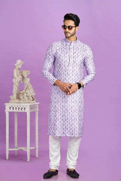 Cotton Digital Print Kurta Pajama In Purple Colour KP1230482 1