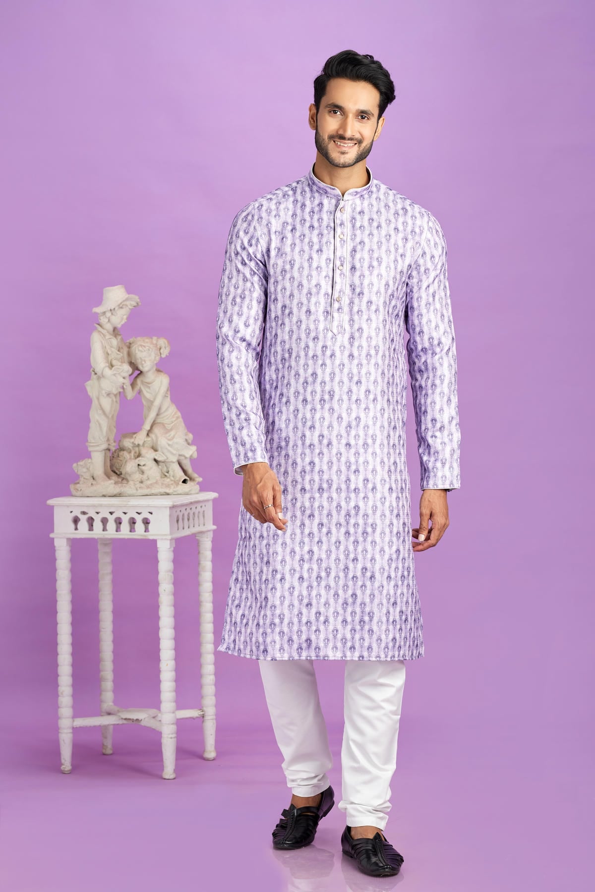 Cotton Digital Print Kurta Pajama In Purple Colour KP1230482