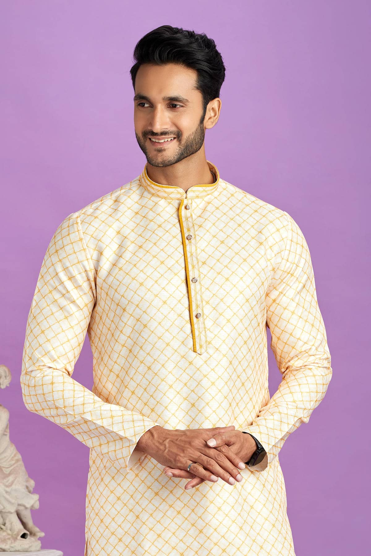 Cotton Digital Print Kurta Pajama In Yellow Colour KP1230475 2