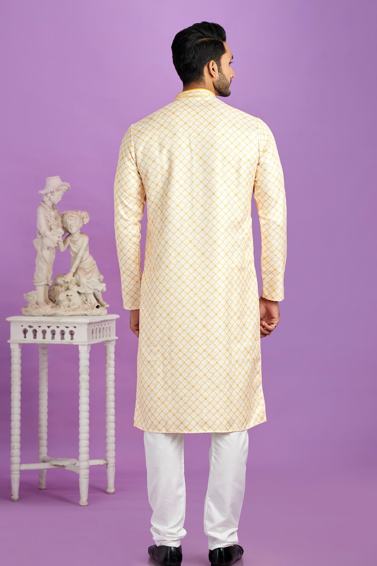 Cotton Digital Print Kurta Pajama In Yellow Colour KP1230475 3