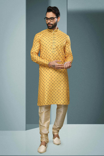 Cotton Kurta Pajama In Gold colour KP1230337 A
