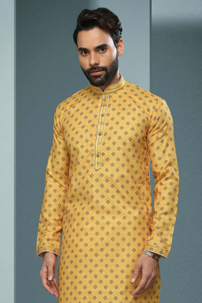 Cotton Kurta Pajama In Gold colour KP1230337 B