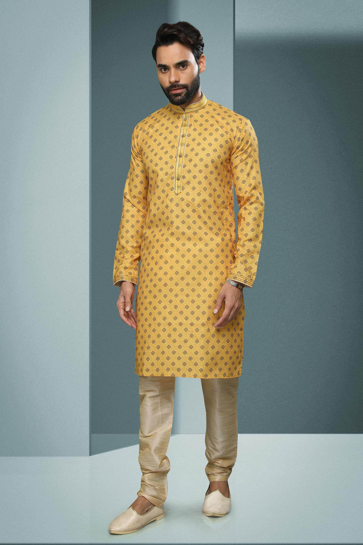Cotton Kurta Pajama In Gold colour KP1230337